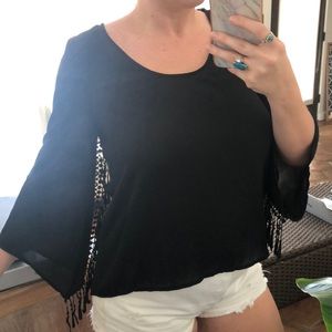 Black tassel top